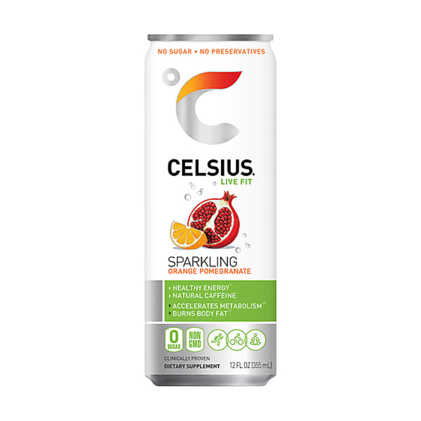 CELSIUS 12/12OZ ORANGE POMEGRANATE