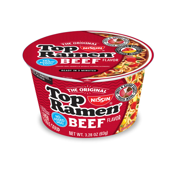 NISSIN 6/3.28OZ BEEF RAMEN BOWL