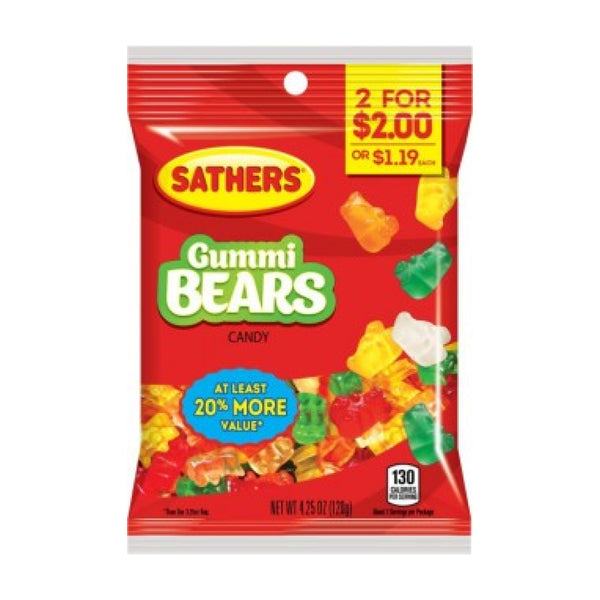 SATHERS 2/$2 GUMMY BEARS 12/4.25OZ