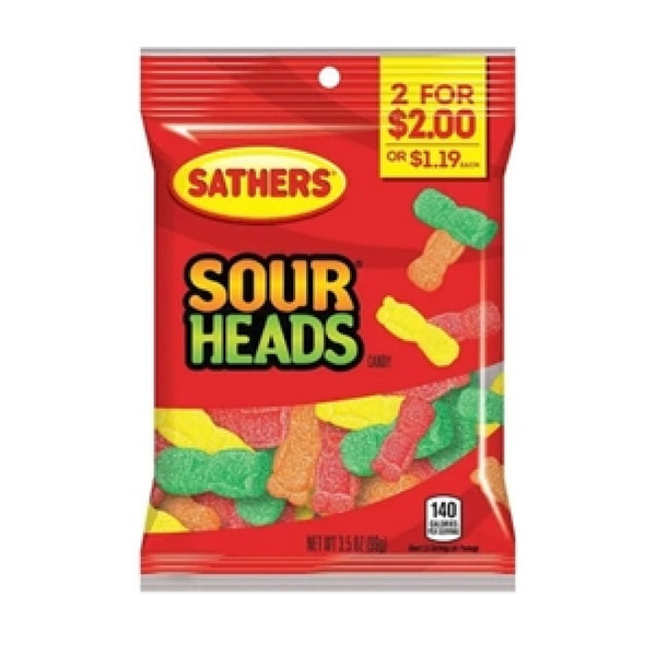 SATHERS 2/$2 SOUR HEADS 12/3.5OZ