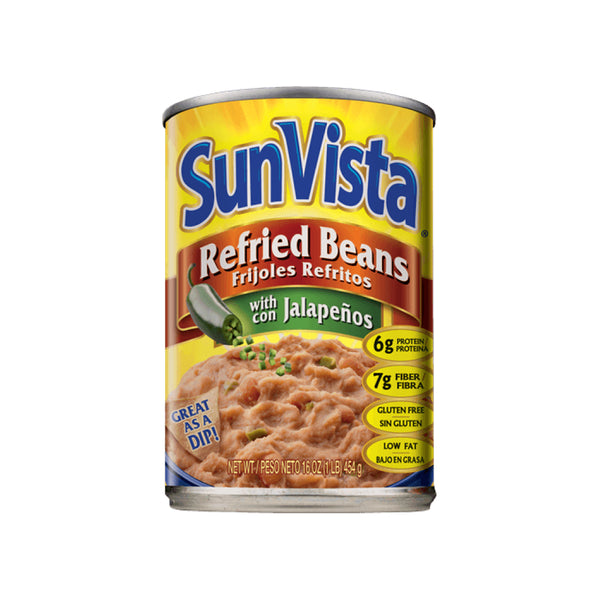 SUNVISTA REFRIED JALAPENOS BEANS 12/16OZ